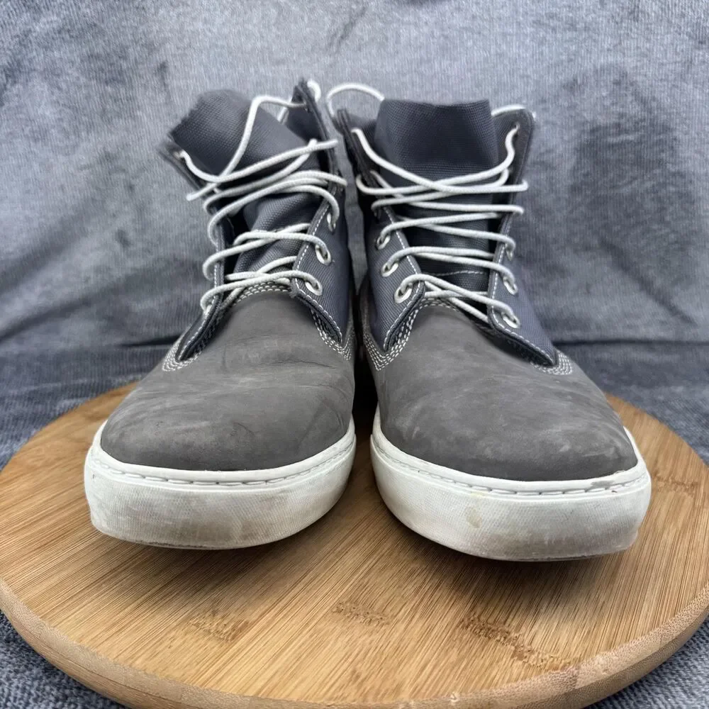 Timberland Chukka Boots Mens Size 10.5 Gray Leather Canvas Lace Up High Top